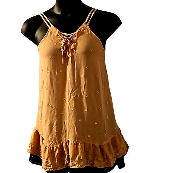 Kendall & Kylie Floral Print Sleeveless Tunic with Ruffle Hemline - Size Large - Picture 2 of 5